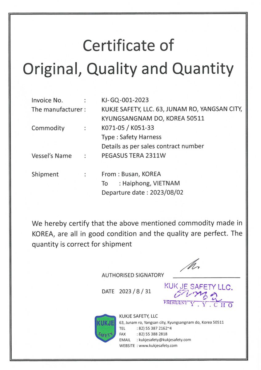 CQ-giấy chứng nhận chất lượng